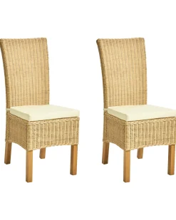 Sæt med 2 spisebordsstole ANDES Rattan Naturlig