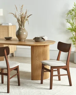 Sæt med 2 spisebordsstole ANOKA Træ Brun/beige