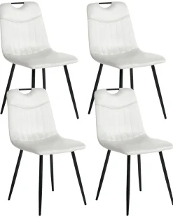 Sæt med 4 spisebordsstole ARGYLE Velour Cremehvid