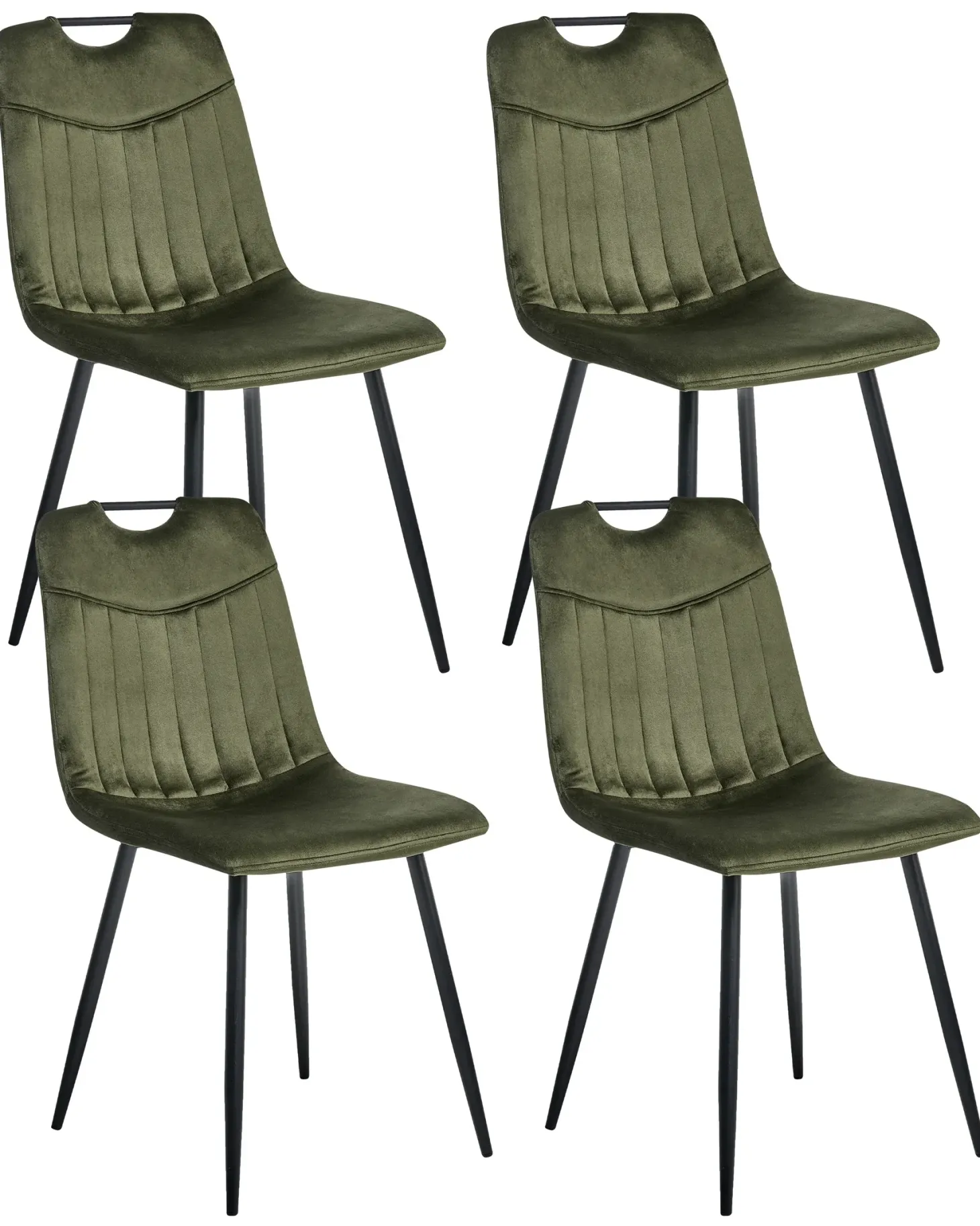 Sæt med 4 spisebordsstole ARGYLE Velour Mørkegrøn