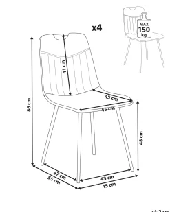Sæt med 4 spisebordsstole ARGYLE Velour Mørkegrøn