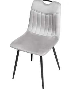Sæt med 4 spisebordsstole ARGYLE Velour Lysegrå