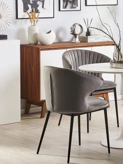 Sæt med 2 spisebordsstole AUGUSTA Velour Grå