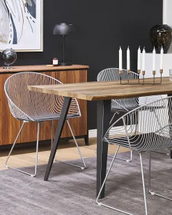 Sæt med 2 spisebordsstole AURORA Metal Sølv