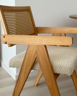 Sæt med 2 spisebordsstole AVA Træ Lysebrun/beige