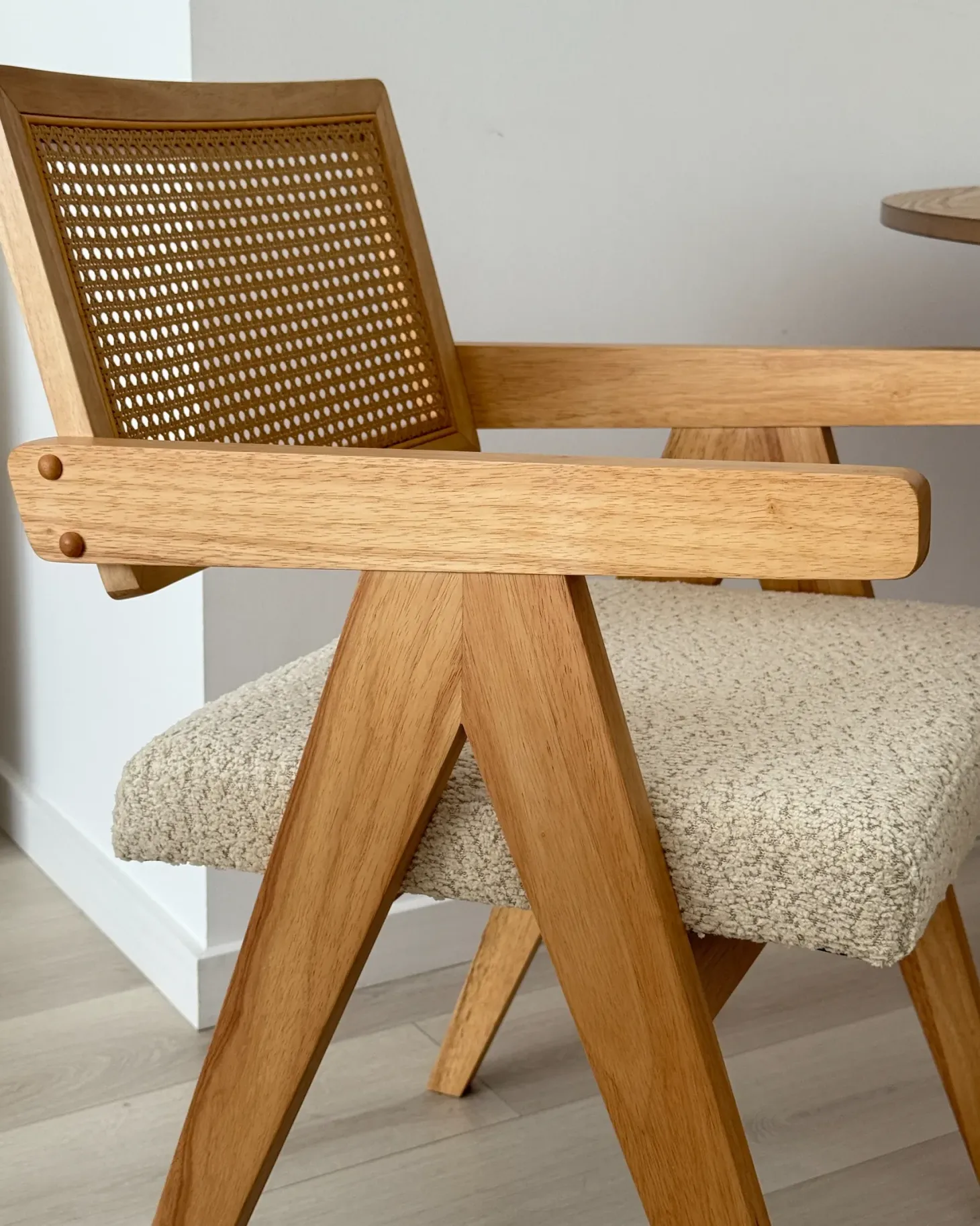 Sæt med 2 spisebordsstole AVA Træ Lysebrun/beige