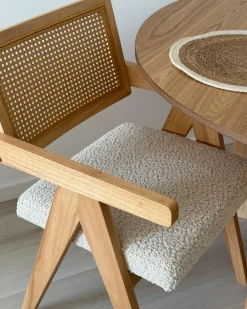Sæt med 2 spisebordsstole AVA Træ Lysebrun/beige
