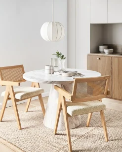 Sæt med 2 spisebordsstole AVA Træ Lysebrun/beige