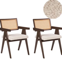 Sæt med 2 spisebordsstole AVA Træ Mørkebrun/lys beige