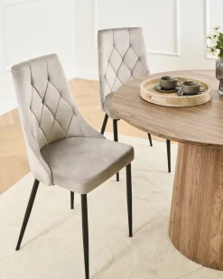 Sæt med 2 spisebordsstole AVENIR Velour Brungrå
