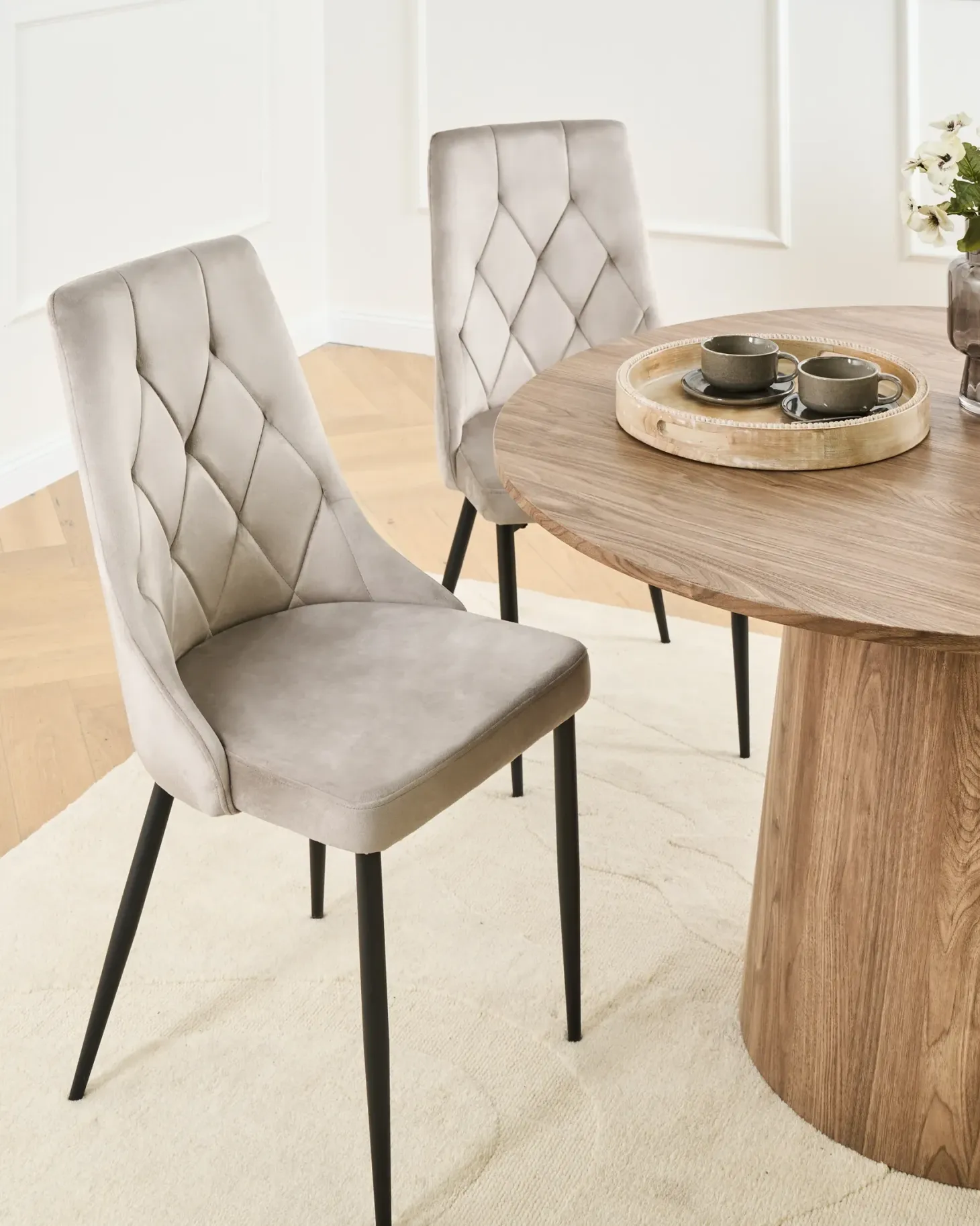 Sæt med 2 spisebordsstole AVENIR Velour Brungrå