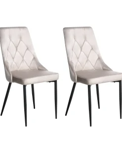 Sæt med 2 spisebordsstole AVENIR Velour Brungrå