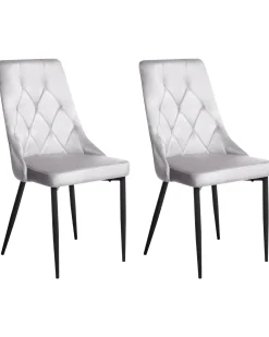 Sæt med 2 spisebordsstole AVENIR Velour Lysegrå