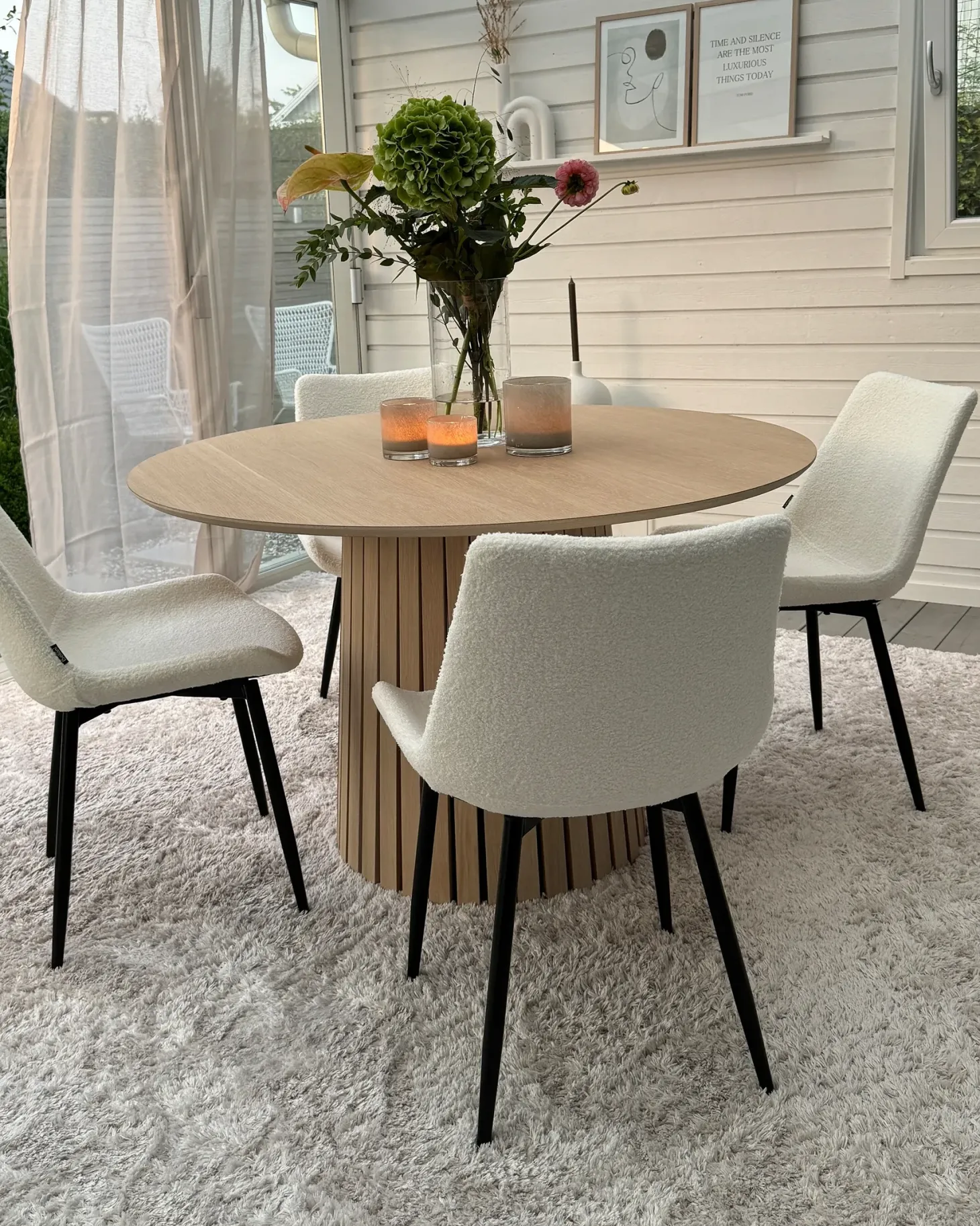 Sæt med 2 spisebordsstole AVILLA Boucle Hvid