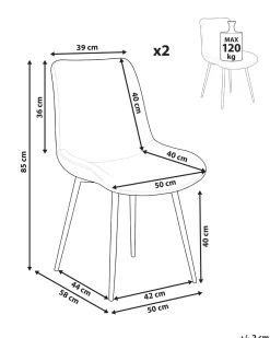 Sæt med 2 spisebordsstole AVILLA Boucle Beige