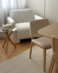 Sæt med 2 spisebordsstole BLANE Boucle Lysebrun/hvid