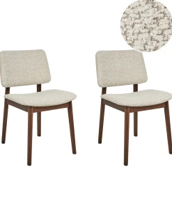 Sæt med 2 spisebordsstole BLANE Boucle Mørkebrun/beige