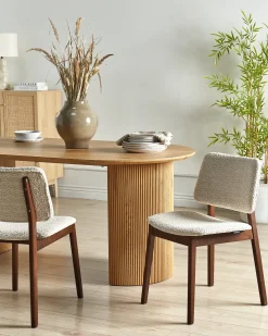 Sæt med 2 spisebordsstole BLANE Boucle Mørkebrun/beige