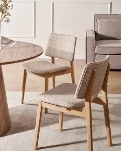 Sæt med 2 spisebordsstole BLANE Boucle Lysebrun/taupe