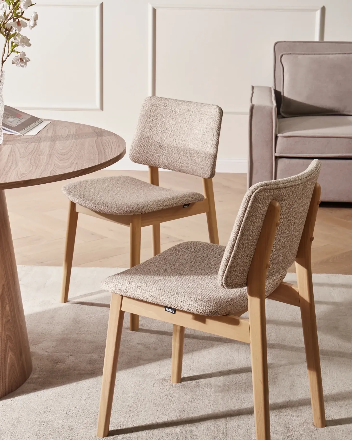 Sæt med 2 spisebordsstole BLANE Boucle Lysebrun/taupe
