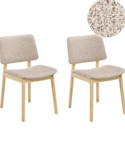 Sæt med 2 spisebordsstole BLANE Boucle Lysebrun/taupe