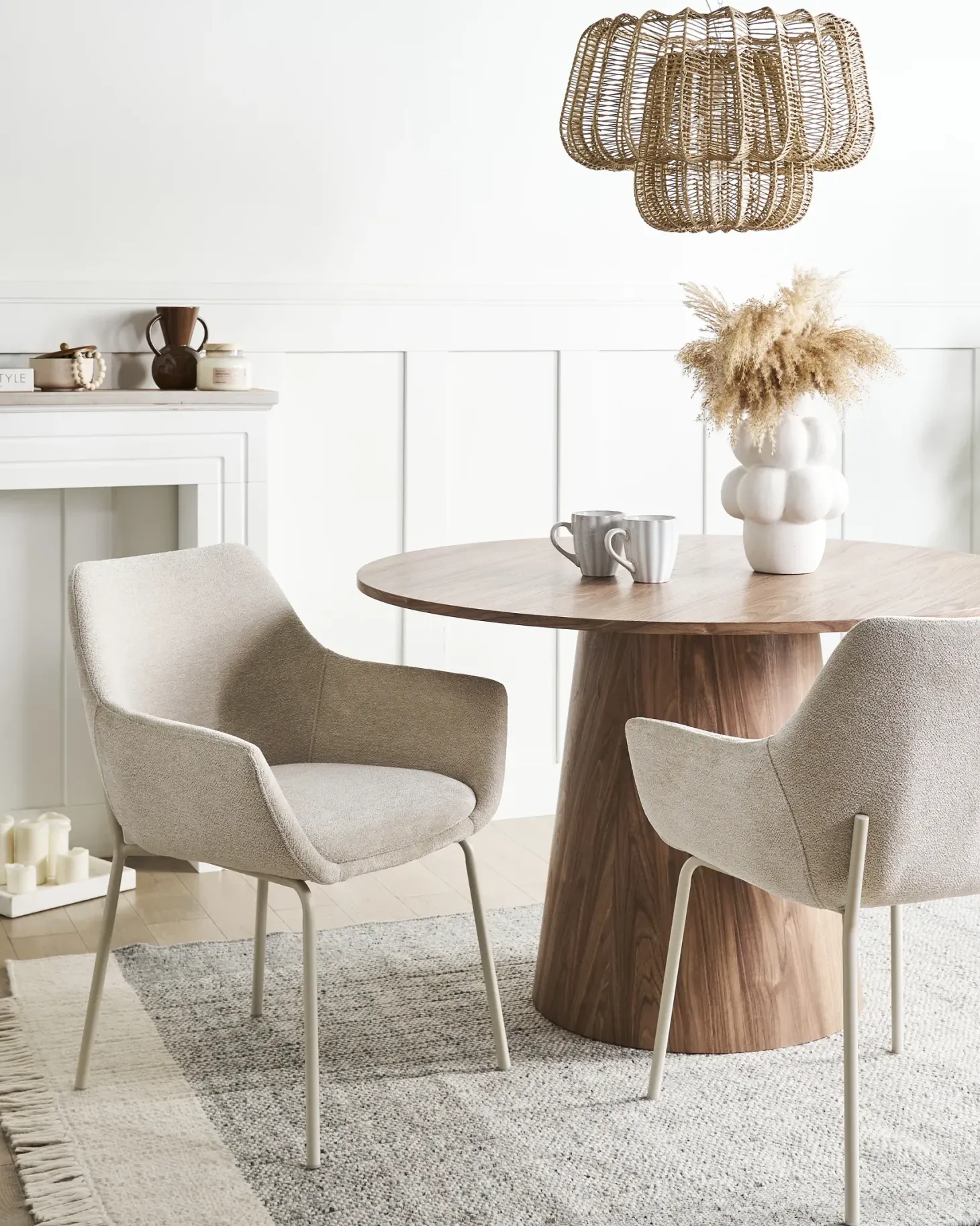 Sæt med 2 spisebordsstole BOWDON Chenille Lys Beige
