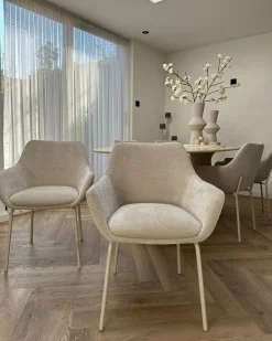 Sæt med 2 spisebordsstole BOWDON Chenille Lys Beige