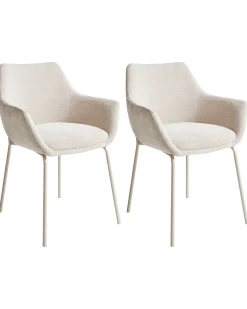 Sæt med 2 spisebordsstole BOWDON Chenille Lys Beige