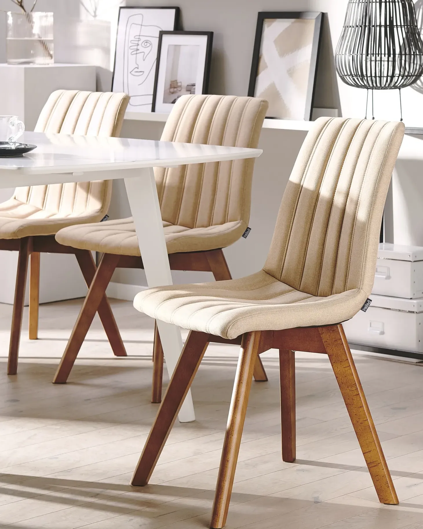 Sæt med 2 spisebordsstole CALGARY Sand Beige