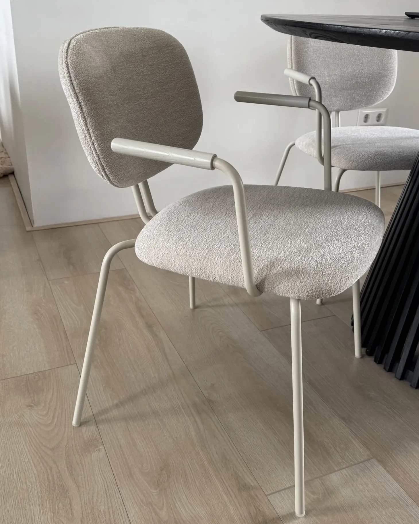 Sæt med 2 spisebordsstole CARILLE Chenille Lys Beige