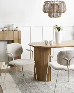 Sæt med 2 spisebordsstole CARILLE Chenille Lys Beige