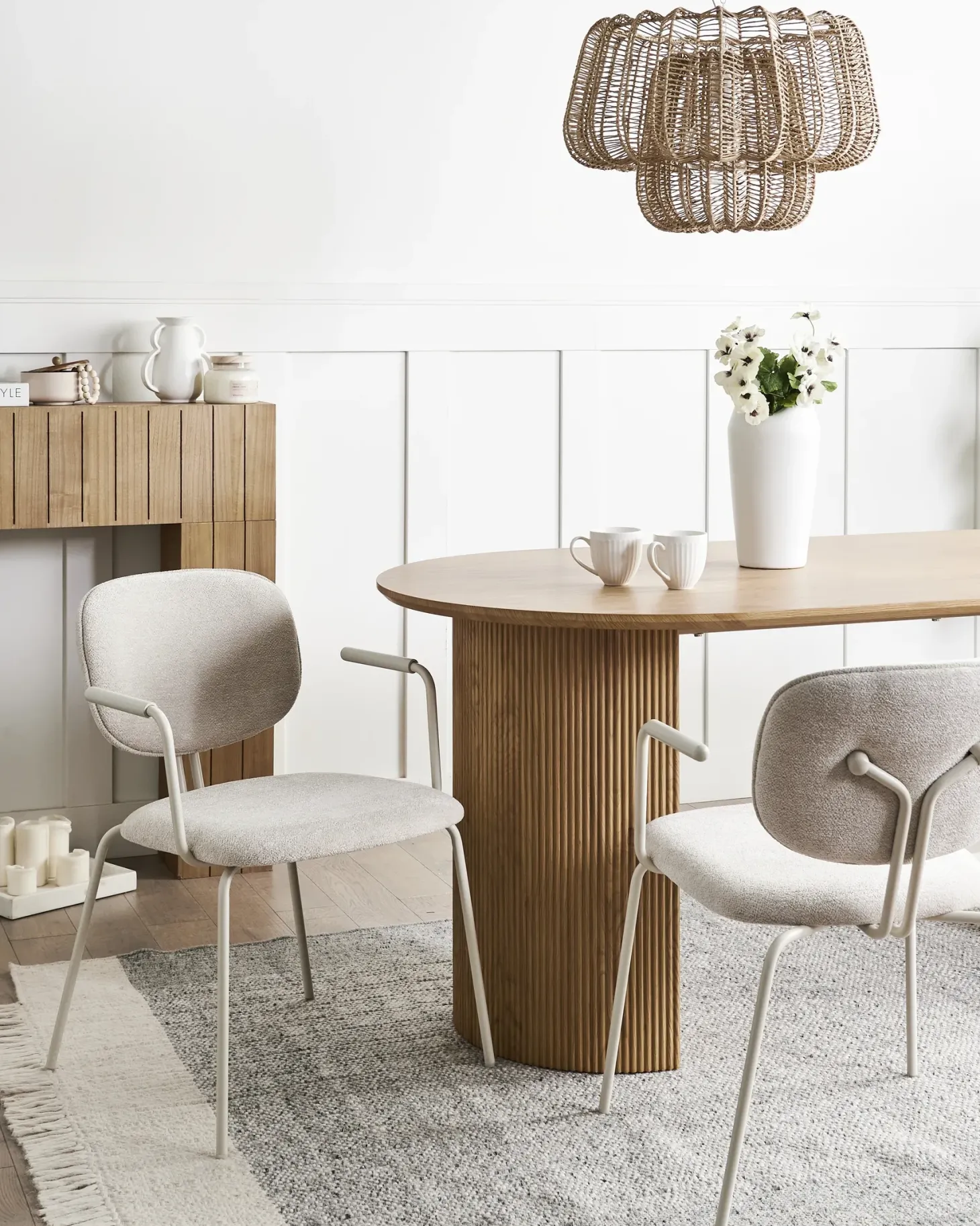 Sæt med 2 spisebordsstole CARILLE Chenille Lys Beige