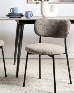 Sæt med 2 spisebordsstole CASEY Boucle Brungrå