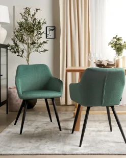Sæt med 2 spisebordsstole CASMALIA Velour Mørkegrøn