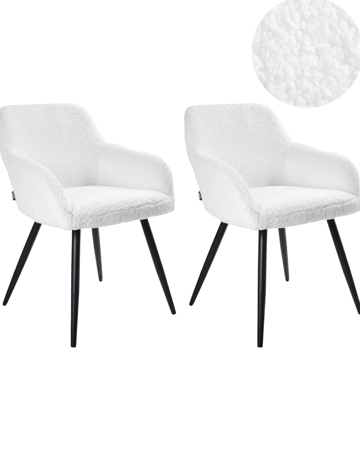 Sæt med 2 spisebordsstole CASMALIA Boucle Cremehvid