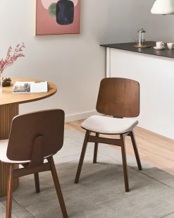 Sæt med 2 spisebordsstole CHARLESTON Træ Brun/lys beige