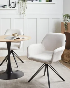 Sæt med 2 spisebordsstole CINEY Cremehvid