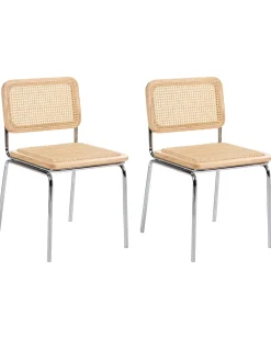 Sæt med 2 spisebordsstole CORVALLIS PE-rattan Lysebrun