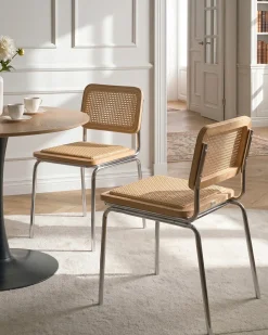 Sæt med 2 spisebordsstole CORVALLIS PE-rattan Lysebrun