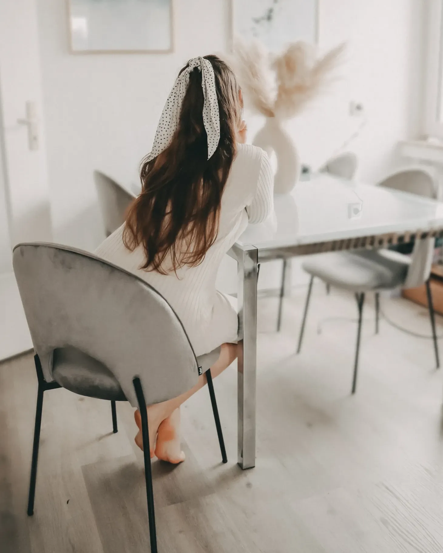 Sæt med 2 spisebordsstole COVELO Velour Grå