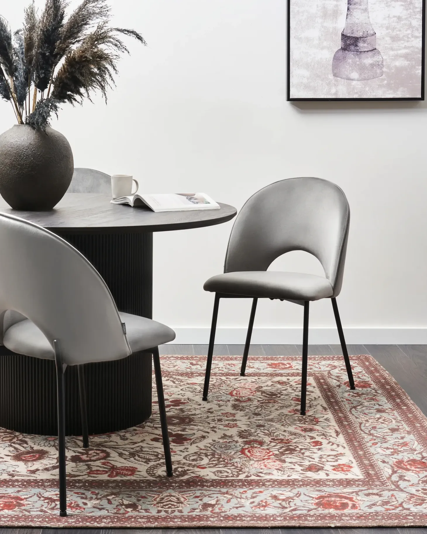 Sæt med 2 spisebordsstole COVELO Velour Grå