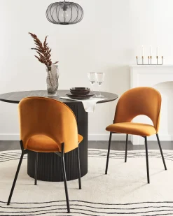 Sæt med 2 spisebordsstole COVELO Velour Orange