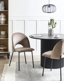 Sæt med 2 spisebordsstole COVELO Velour Brungrå