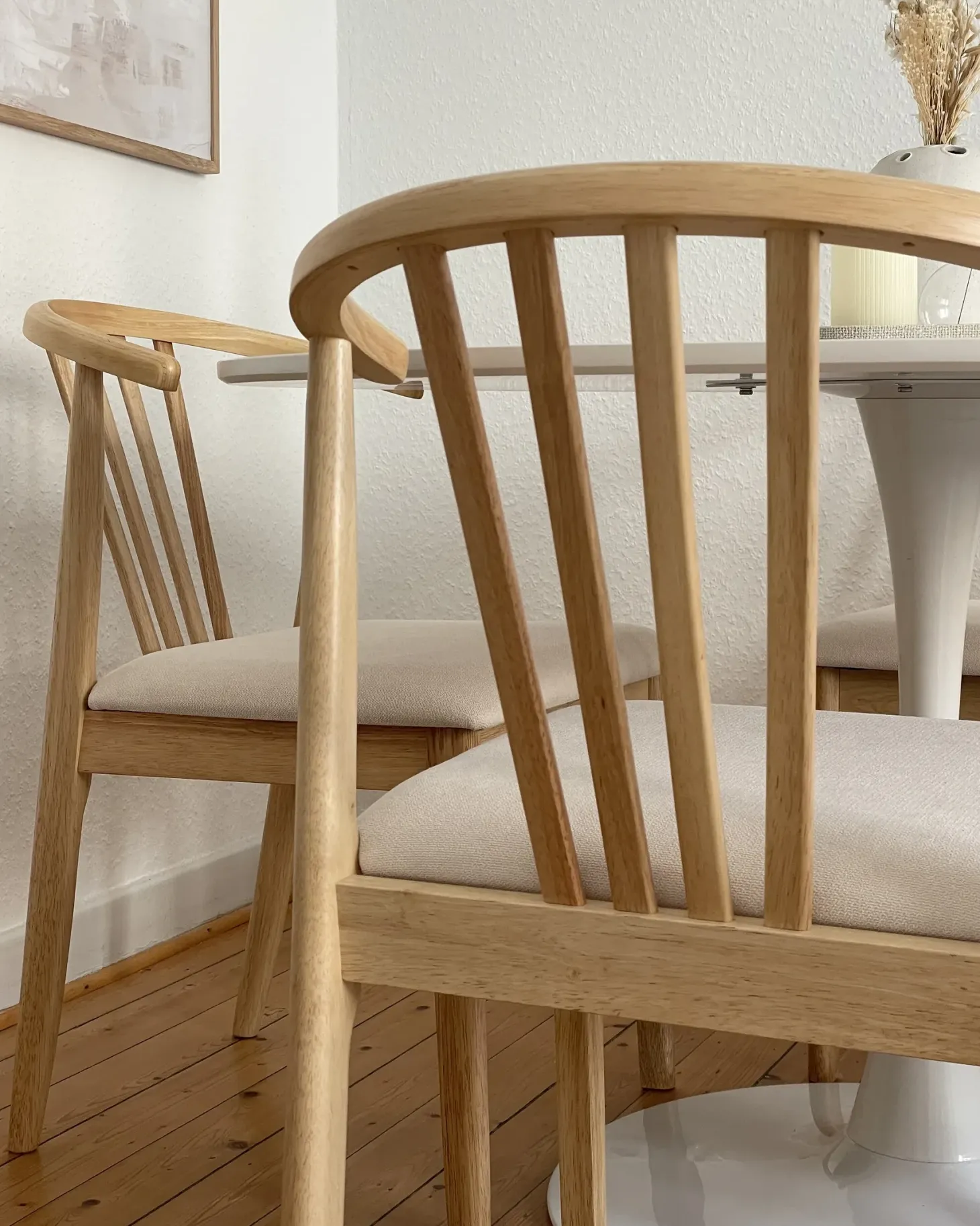 Sæt med 2 spisebordsstole CRAIG Træ Lysebrun/beige