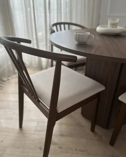 Sæt med 2 spisebordsstole CRAIG Træ Mørkebrun/beige