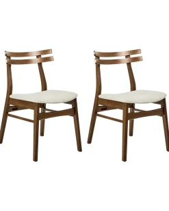 Sæt med 2 spisebordsstole CYNTHIANA Træ Brun/lys beige