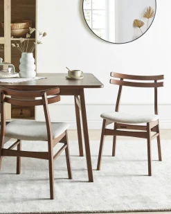 Sæt med 2 spisebordsstole CYNTHIANA Træ Brun/lys beige