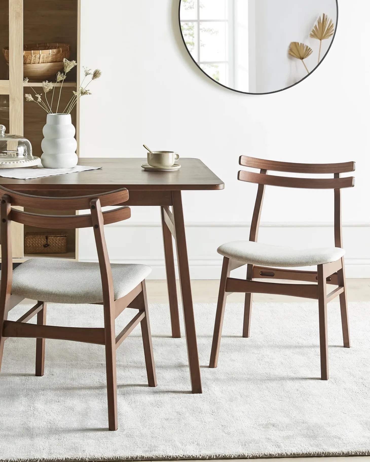 Sæt med 2 spisebordsstole CYNTHIANA Træ Brun/lys beige