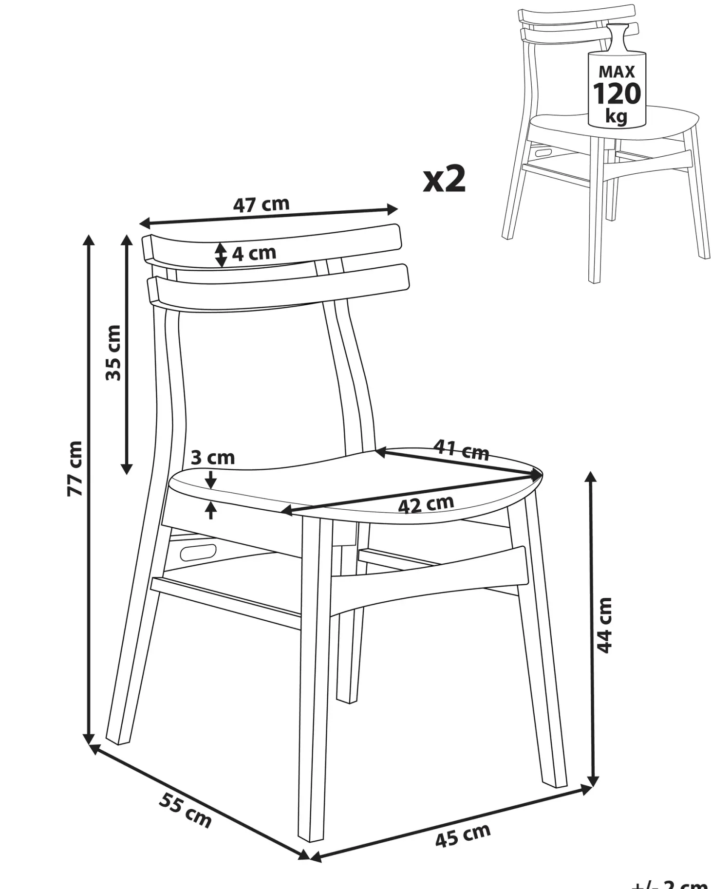 Sæt med 2 spisebordsstole CYNTHIANA Træ Brun/lys beige