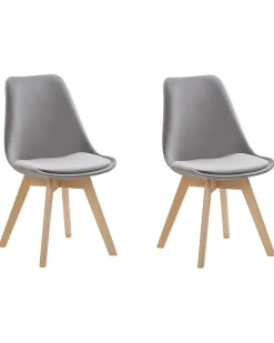 Sæt med 2 spisebordsstole DAKOTA II Velour Grå